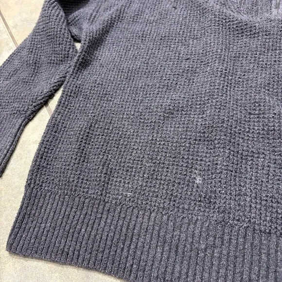Aerie Women's Sweater CozyUp Waffle Knit Quarter Zip Gray Boxy Oversized Sz S - Picture 4 of 8